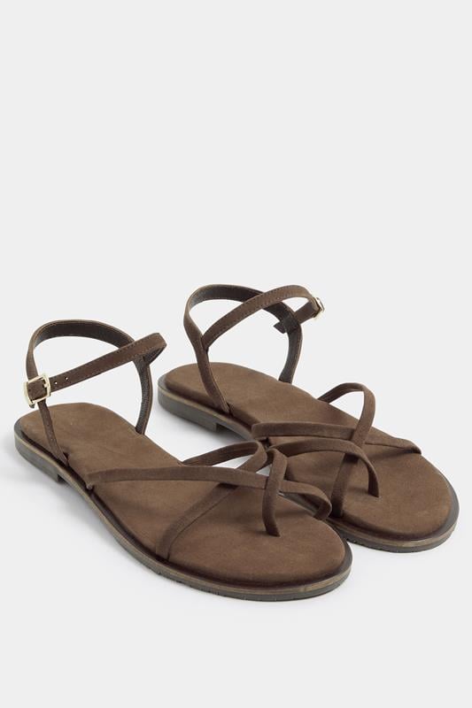  LTS Brown Cross Strap Sandals In a Standard Fit