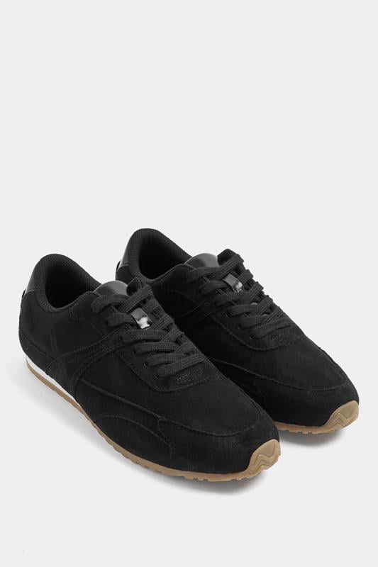 Black Slim Sole Trainers In Wide E Fit | Yours Clothing 1