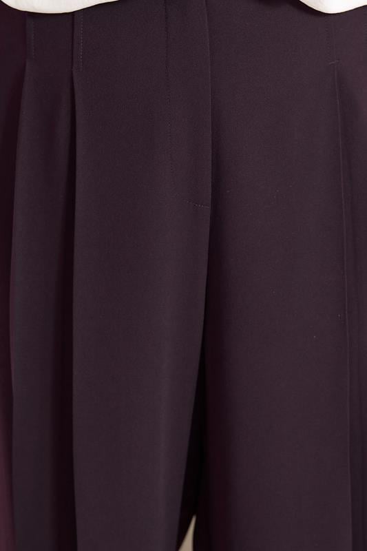 EVANS Plus Size Plum Textured Pleated Trousers | Evans 4