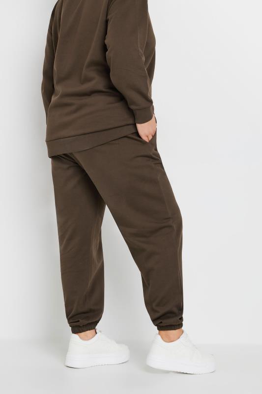 YOURS Plus Size Chocolate Brown Cuffed Joggers | Yours Clothing 3