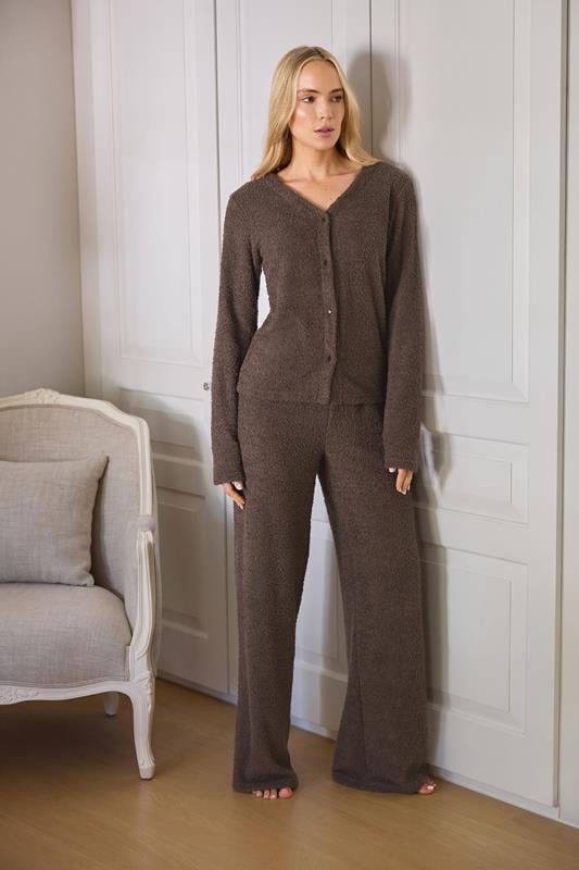  LTS Tall Chocolate Brown Chenille Wide Leg Lounge Trousers