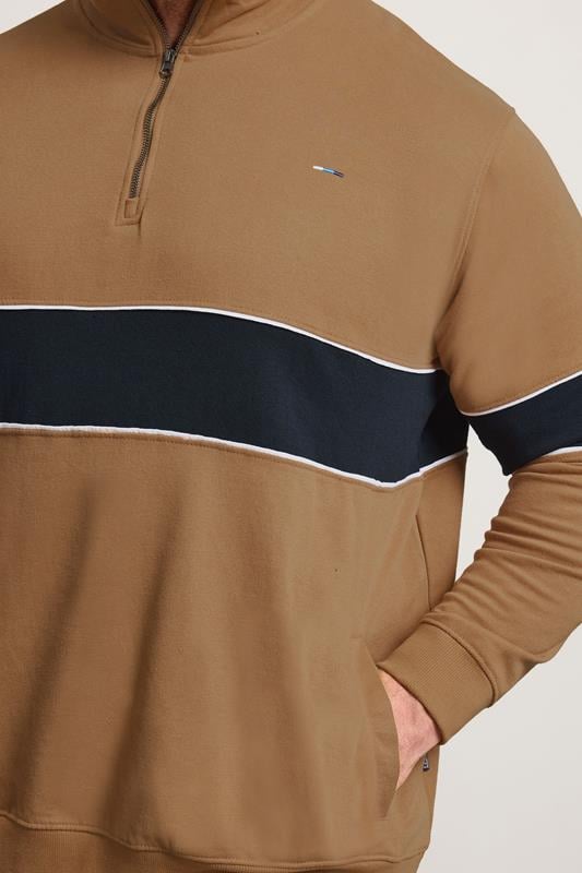 BadRhino Big & Tall Tan Brown Quarter Zip Sweatshirt | BadRhino 4