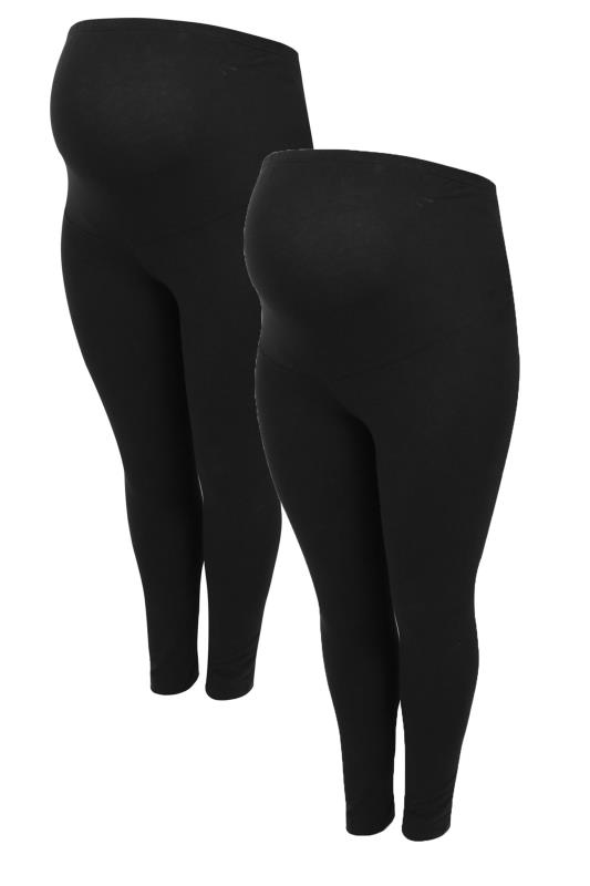 Plus Size BUMP IT UP MATERNITY 2 Pack Black Leggings With Comfort Panel | Yours Clothing 2