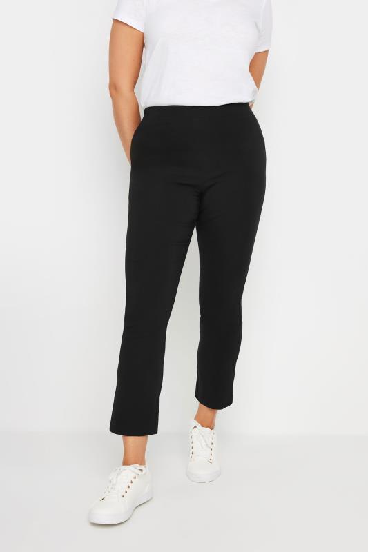 M&Co Black Straight Leg Elasticated Bengaline Trousers | M&Co 1