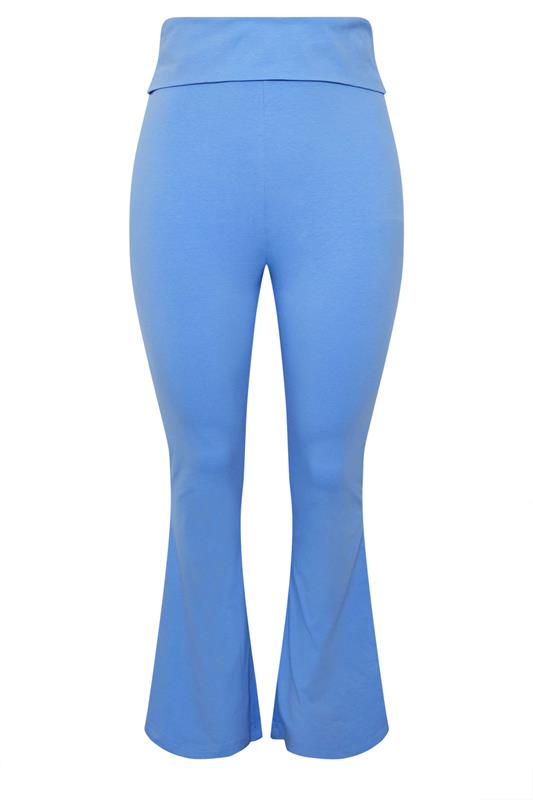 LIMITED COLLECTION Plus Size Blue Fold Over Kick Flare Leggings | Yours Clothing 5