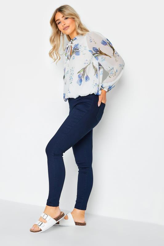 M&Co White Floral Print Tie Neck Blouse | M&Co 2