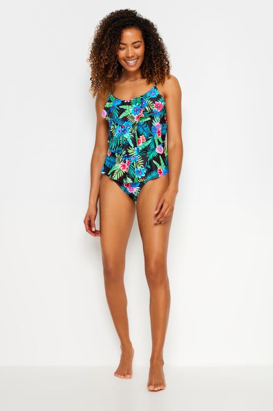 M&Co Black Tropical Print Triple Frill Swimsuit | M&Co 3