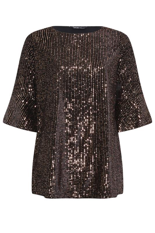 YOURS Plus Size Black Velvet Sequin Top | Yours Clothing 6