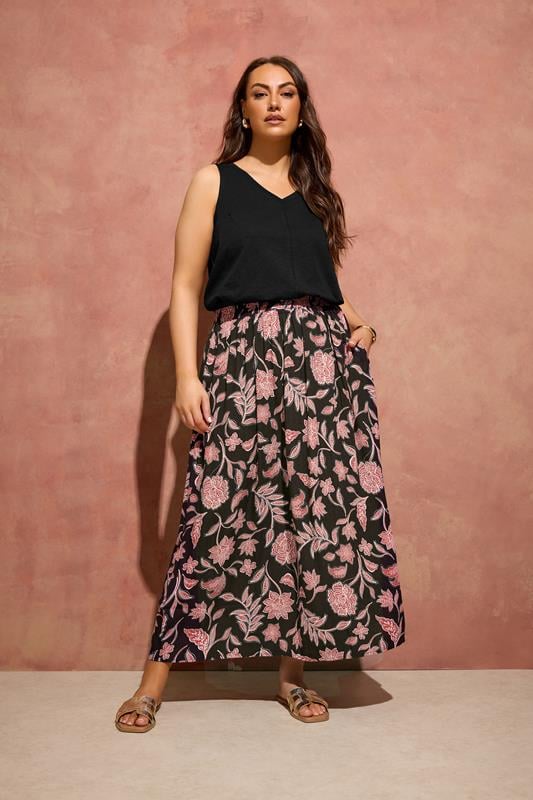  EVANS Curve Rust Orange Print A Line Midi Skirt