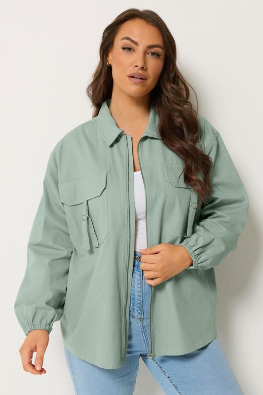 YOURS Curve Blue Utility Shacket