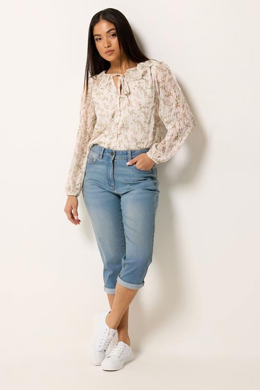 M&Co Blue Light Wash Cropped Boyfriend Jeans | M&Co 2
