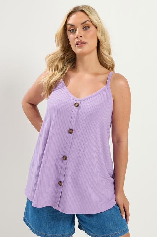  YOURS Curve Lilac Purple Ribbed Swing Vest Top