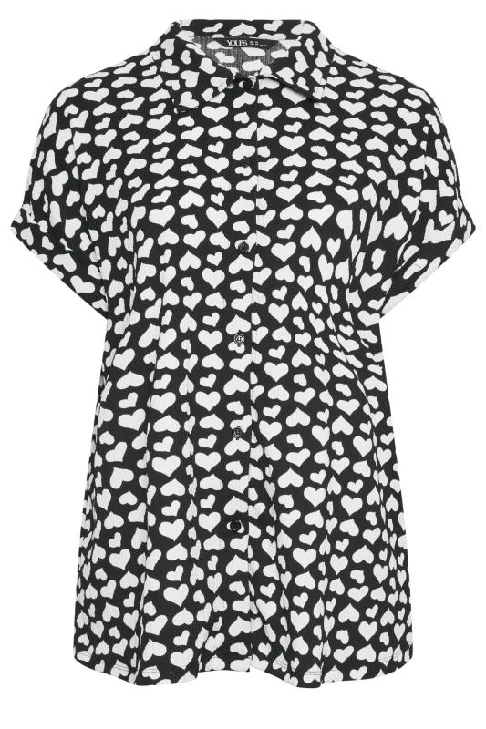 YOURS Plus Size Black Heart Print Structured Shirt | Yours Clothing 5