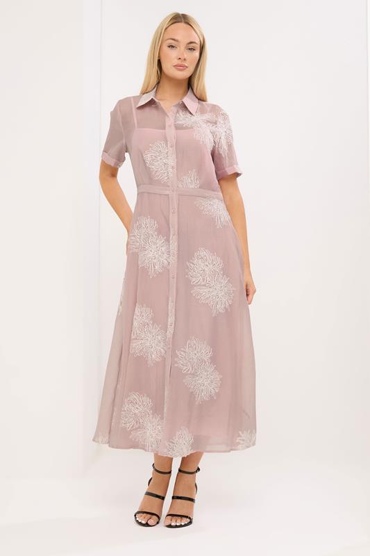  STAR Pink Embroidered Shirt Dress