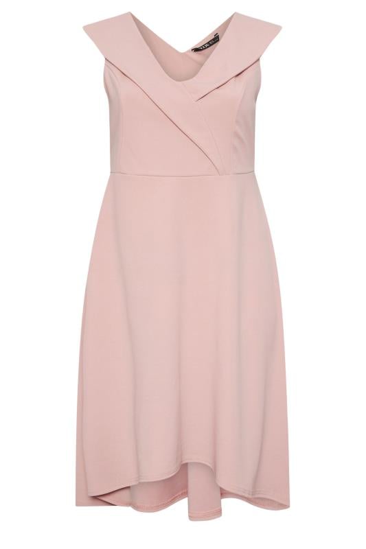 YOURS LONDON Plus Size Pink Tuxedo Style Dress | Yours Clothing 5