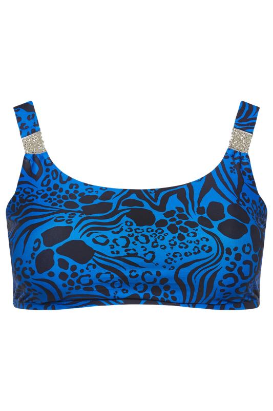 YOURS Plus Size Cobalt Blue Mixed Animal Print Bikini Top | Yours Clothing 7