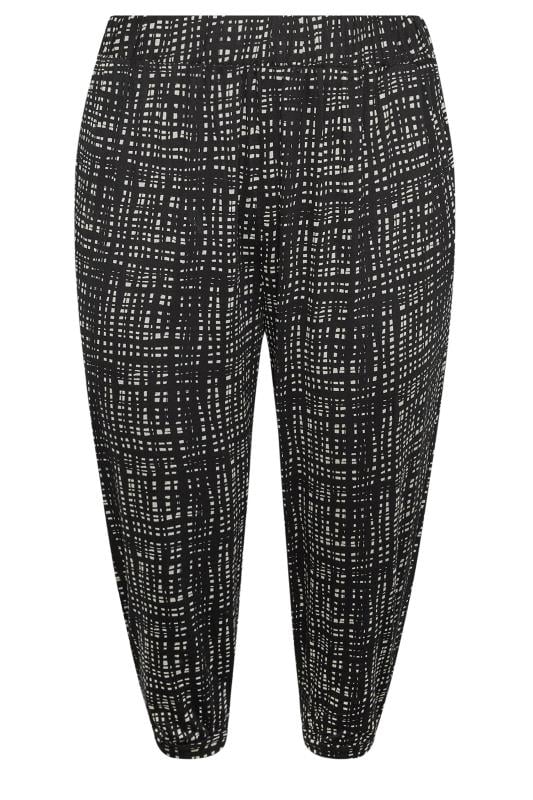 YOURS Plus Size Black Cropped Stripe Print Harem Joggers | Yours Clothing 5