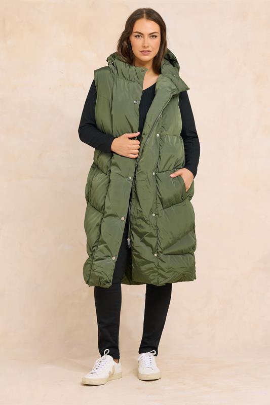 EVANS Plus Size Khaki Green Padded Gilet | Evans 2
