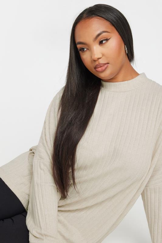 YOURS Plus Size Cream Ribbed Jumper | Yours Clothing 4