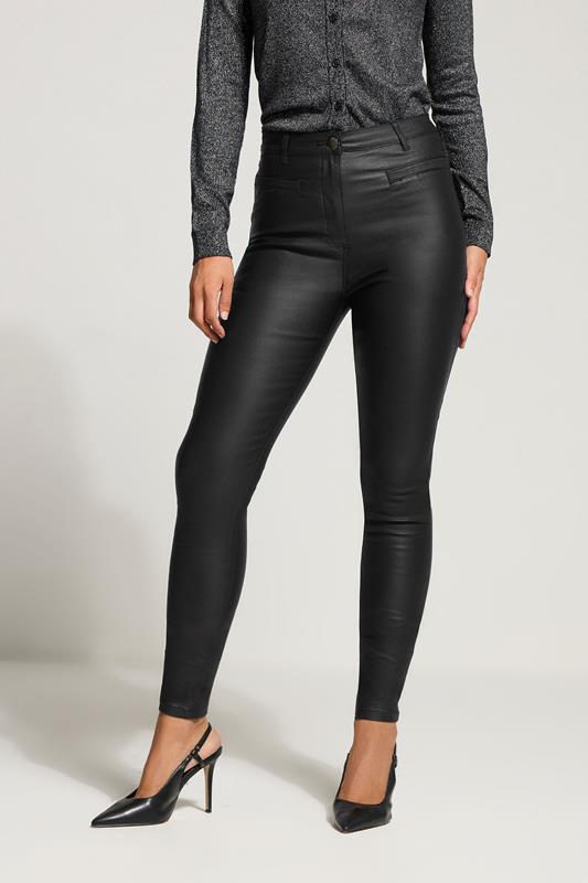 LTS Tall Black Faux Leather Skinny Jeans | Long Tall Sally 1