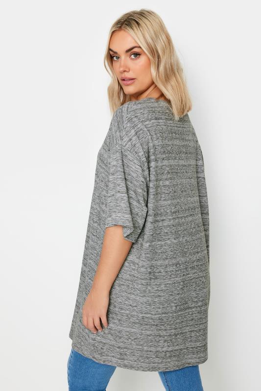 YOURS Plus Size Grey Striped Oversized Top | Yours Clothing 3