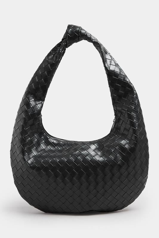  Yours Black Knot Detail Woven Shoulder Bag