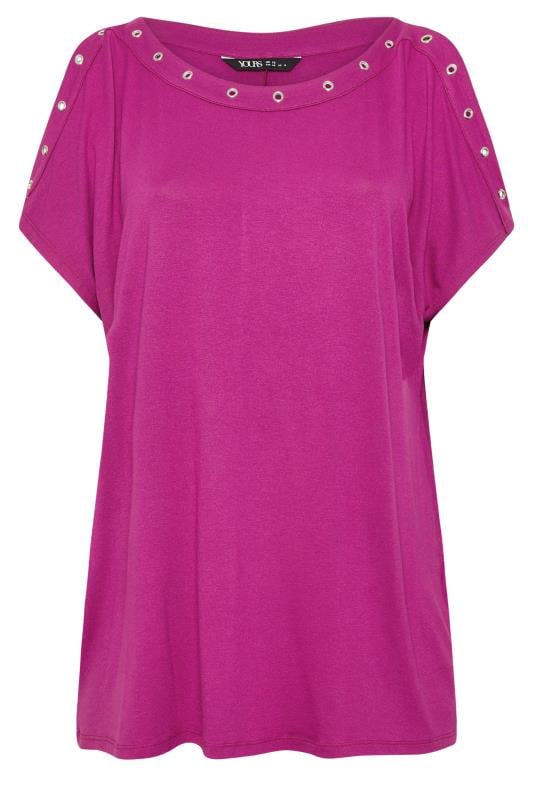 YOURS Plus Size Pink Eyelet Detail Cold Shoulder Top | Yours Clothing 5