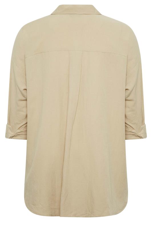 YOURS Plus Size Beige Brown Linen Shirt | Yours Clothing 7