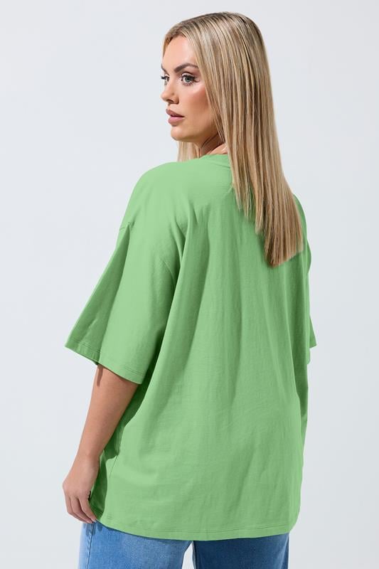 LIMITED COLLECTION Plus Size Green 'Brazil' Lime Longline T-Shirt | Yours Clothing 4