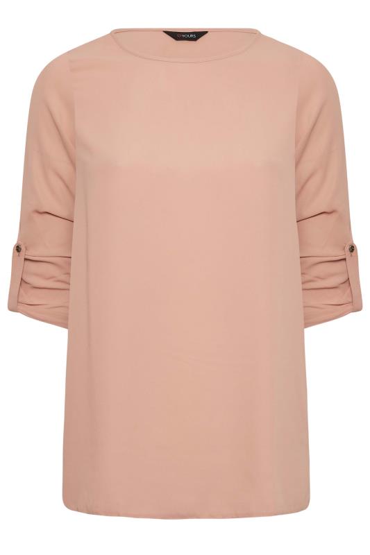 YOURS Plus Size Blush Pink Tab Sleeve Blouse | Yours Clothing 6