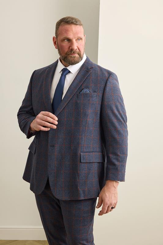 BadRhino Tailoring Big & Tall Blue & Red Checked Suit Jacket