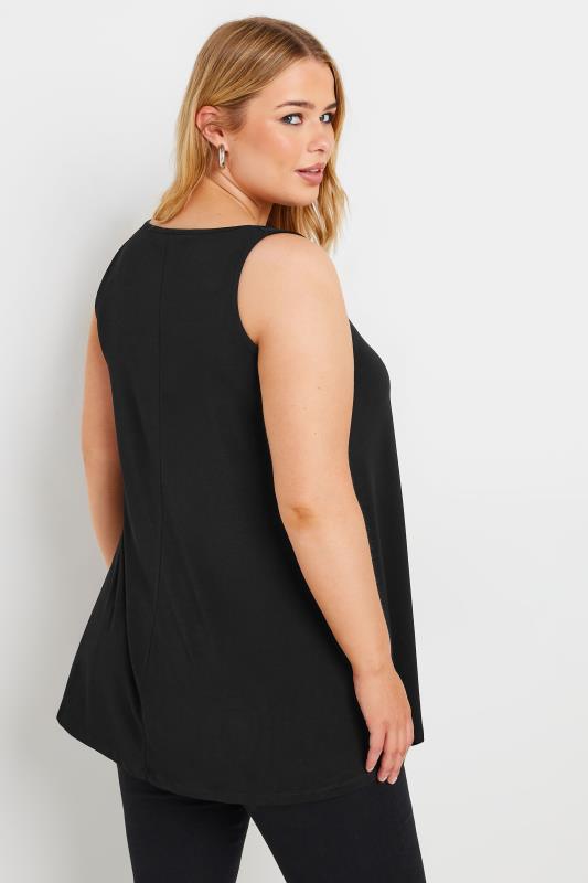 YOURS Plus Size Black Lace Trim Swing Vest Top | Yours Clothing 5