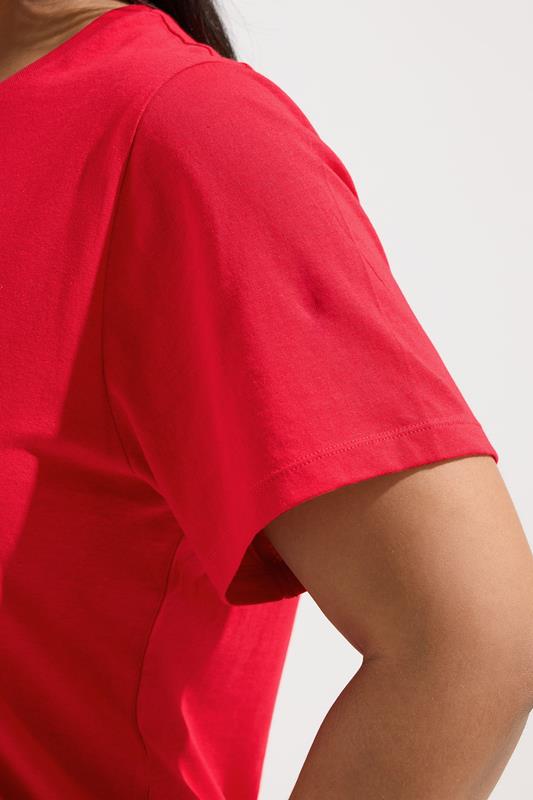 YOURS Plus Size Bright Red Short Sleeve T-Shirt | Yours Clothing 4