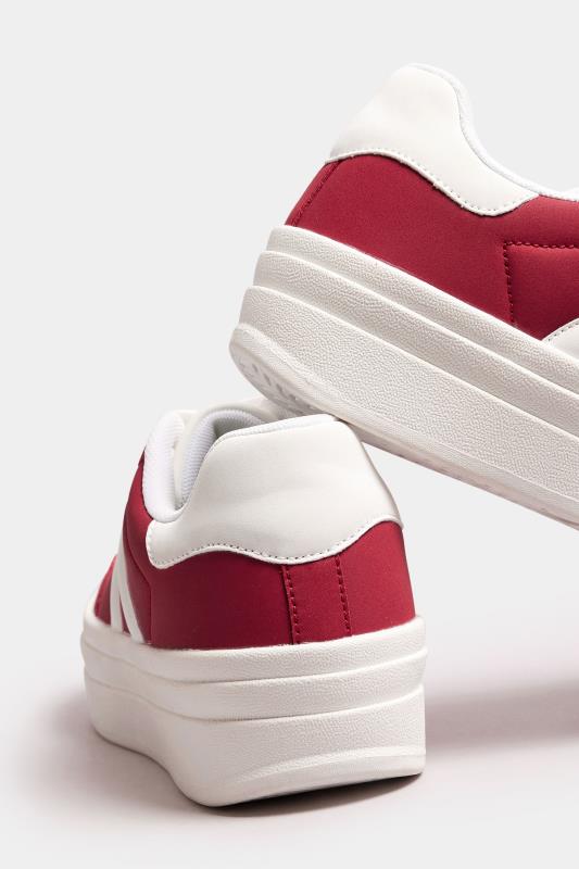 Red Retro Platform Trainers In Wide E Fit | Yours Clothing  4