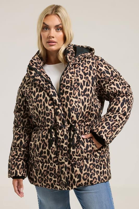  YOURS Curve Brown Leopard Short Padded Coat