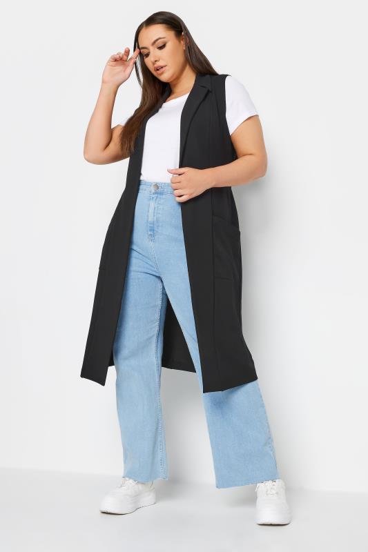 YOURS Plus Size Black Longline Waistcoat | Yours Clothing 1