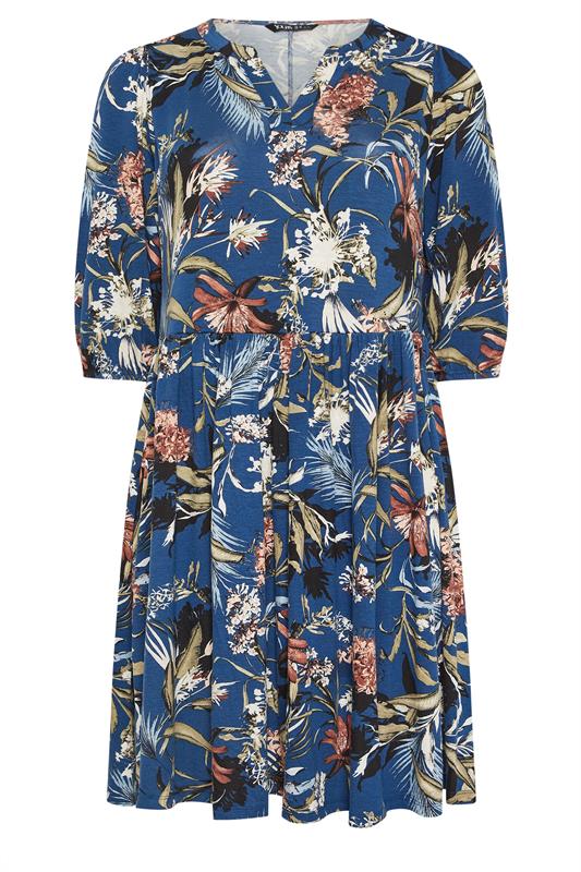 YOURS Plus Size Blue Floral Wrap Dress | Yours Clothing 5