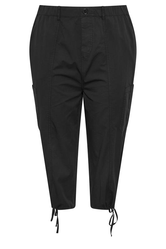 YOURS Plus Size Black Crop Cargo Trousers | Yours Clothing 5