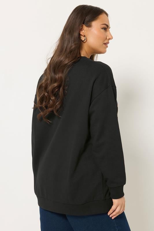 YOURS Plus Size Black Highland Cow Sequin Embellished Novelty Christmas Sweatshirt | Yours Clothing 2