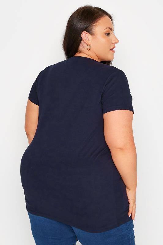 Plus Size Navy Blue Longline T-Shirt | Yours Clothing 3