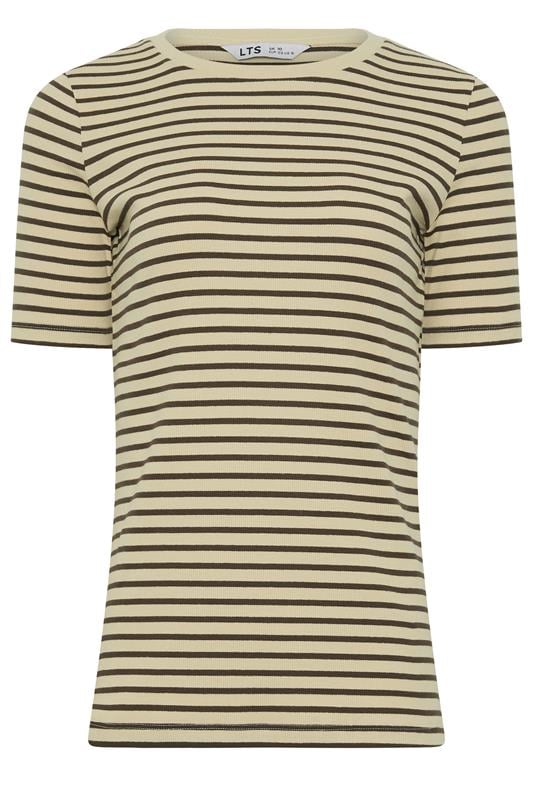 LTS Tall Women's Chocolate Brown Stripe Cotton Ribbed T-Shirt | Long Tall Sally 5