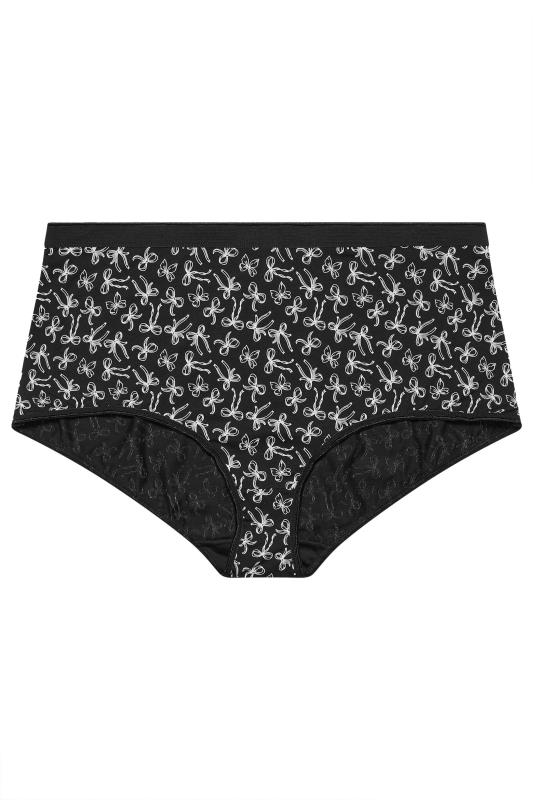 YOURS Plus Size 5 PACK Black & Pink Bow Print Full Briefs | Yours Curve  6