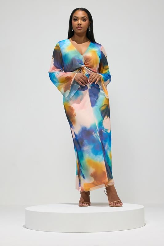 YOURS LONDON Plus Size White Blurred Floral Mesh Maxi Dress | Yours Clothing 2
