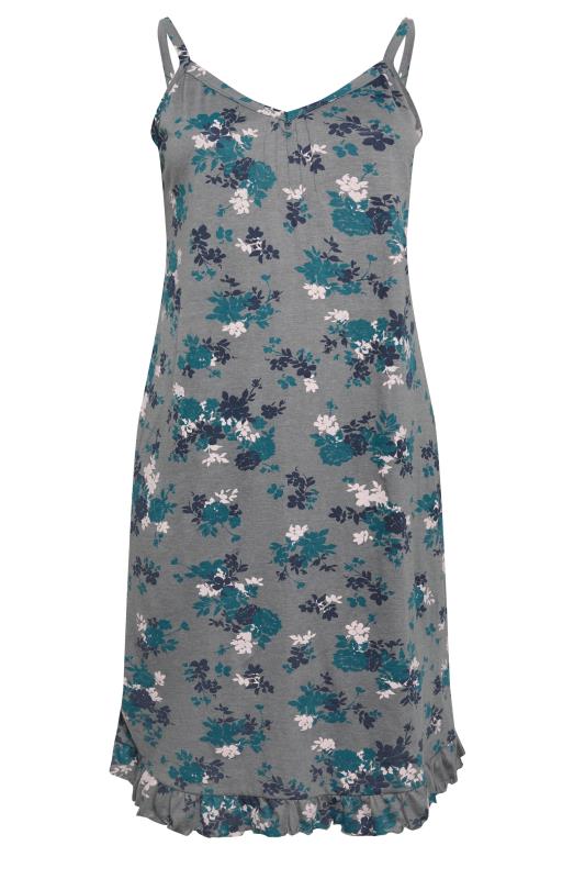 YOURS Plus Size Grey Floral Print Chemise Nightdress | Yours Clothing 5