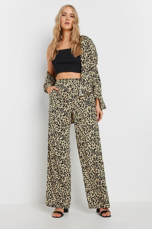 LTS Tall Women's Natural Brown Leopard Print Wide Leg Trousers | Long Tall Sally 4