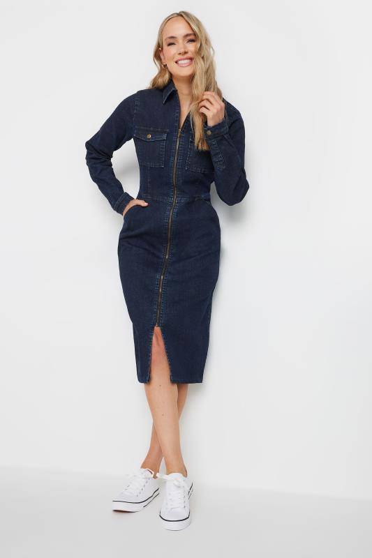 LTS Tall Navy Blue Denim Zip Through Dress | Long Tall Sally 3