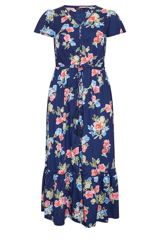 YOURS Plus Size Blue Floral Sleeve Dress | Yours Clothing 5