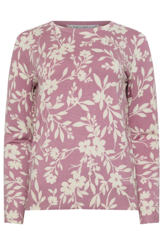 M&Co Pink Floral Print Crew Neck Jumper | M&Co 5