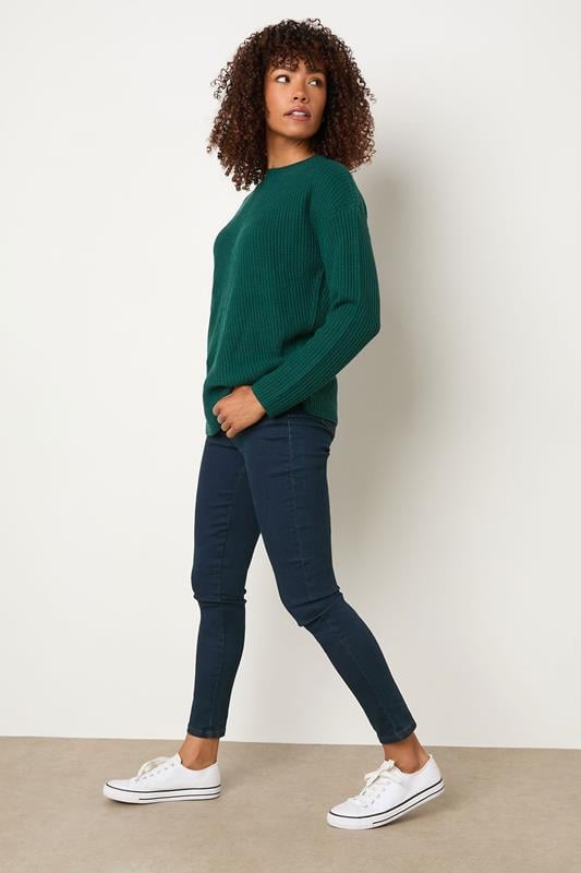 M&Co Dark Green Funnel Neck Knitted Jumper | M&Co 2
