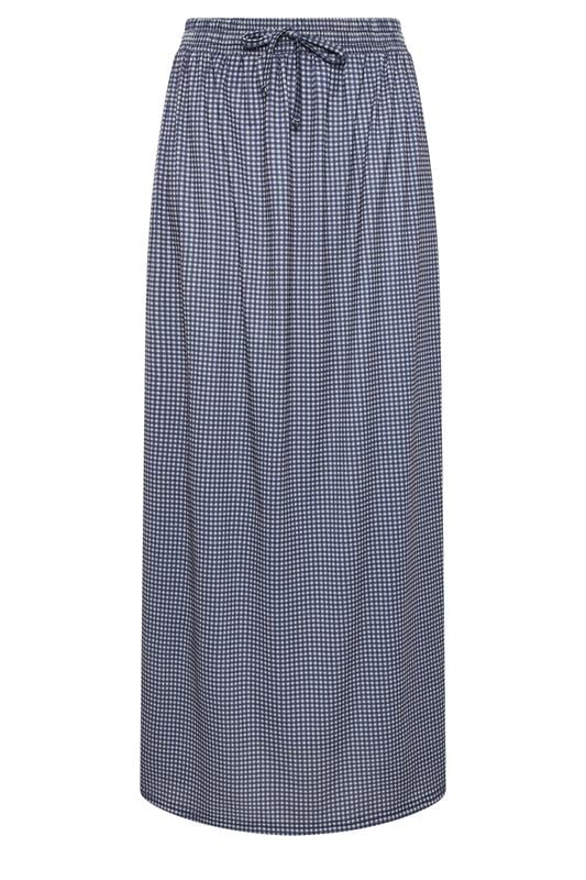 LTS Tall Women's Navy Blue Gingham Shirred Maxi Skirt | Long Tall Sally 5